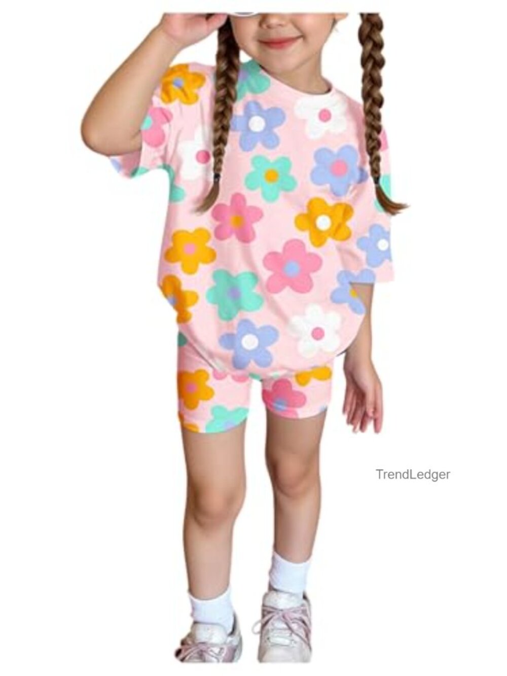Toddler Girls 2 Piece Floral Short Sleeve Tee and Shorts Set